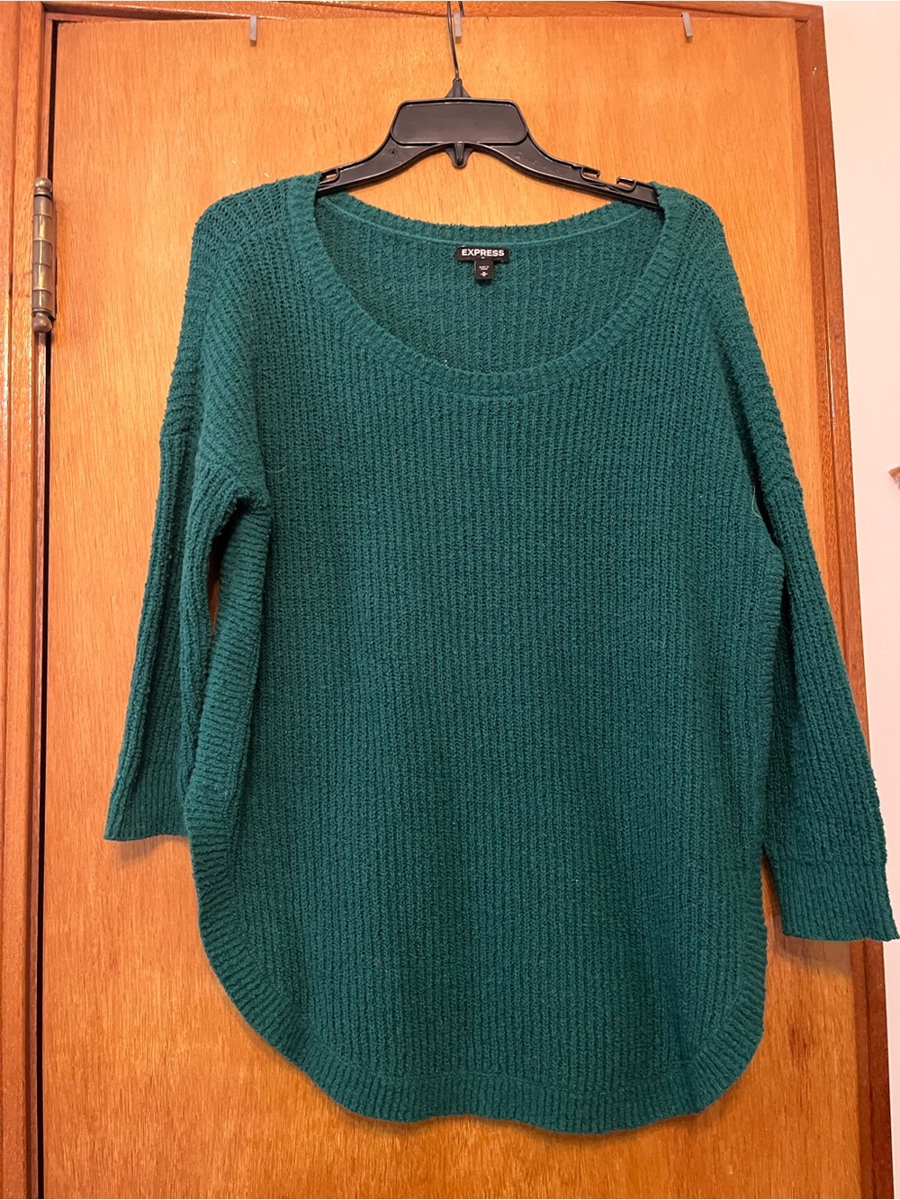 Express Deep Teal Scoop Neck Knit Sweater